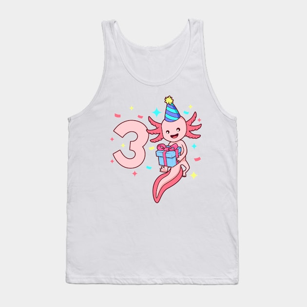 I am 3 with axolotl - girl birthday 3 years old Tank Top by Modern Medieval Design